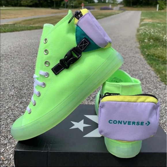 Converse CTAS HI Buckle Up Shoes in Neon Ghost Green New With Box Mens - Picture 6 of 12
